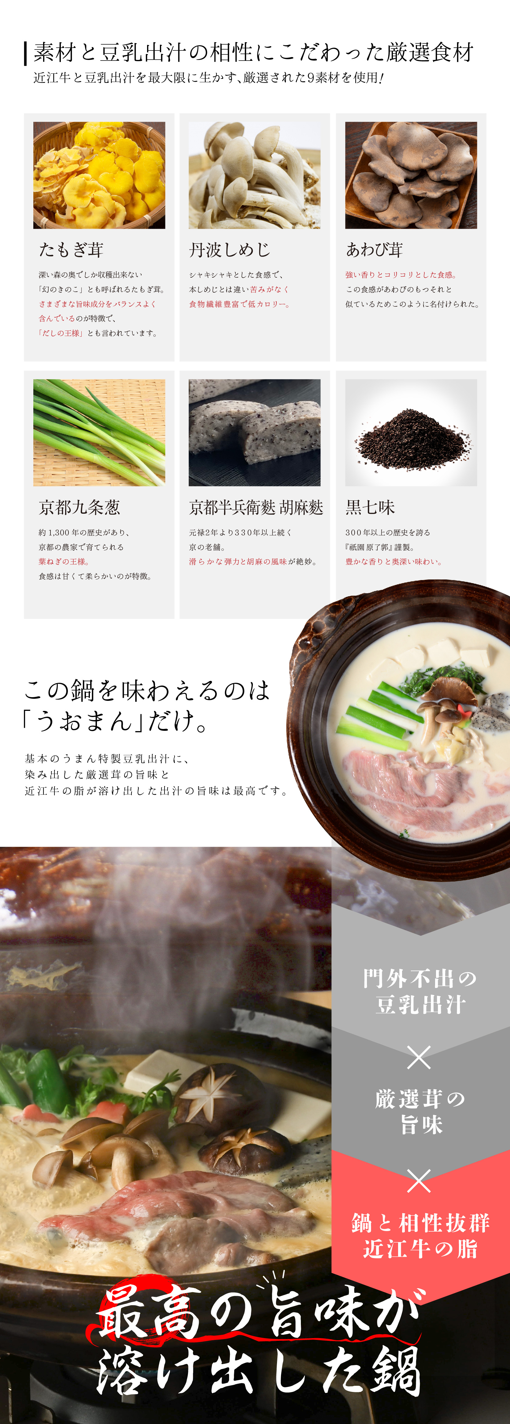 近江牛と吹寄せ豆乳鍋